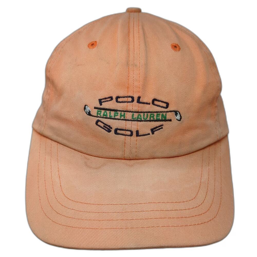 Polo Ralph Lauren Orange Baseball Cap Golf Underbrim Strapback Hat Vintage